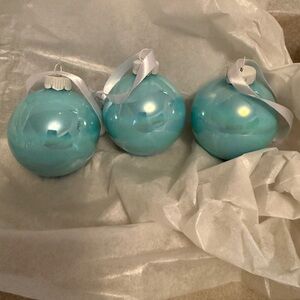 Aqua Blue Glass Holiday Ornament Set - Pack of 3
